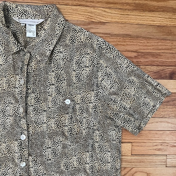Silk Leopard Print Casual Button-down - Picture 2 of 8